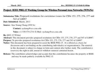 Project: IEEE P802.15 Working Group for Wireless Personal Area Networks ( WPANs)