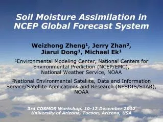 Soil Moisture Assimilation in NCEP Global Forecast System