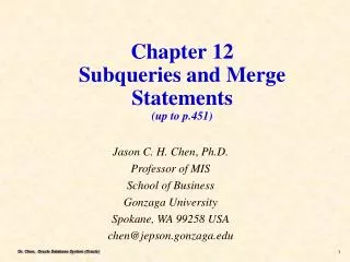 chapter 12 subqueries and merge statements up to p 451