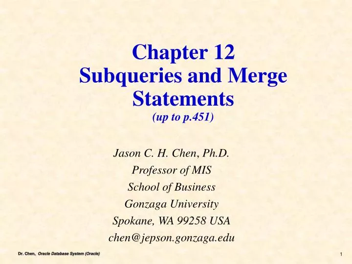 chapter 12 subqueries and merge statements up to p 451