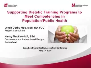 Supporting Dietetic Training Programs to Meet Competencies in Population/Public Health