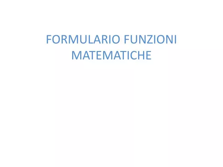 formulario funzioni matematiche