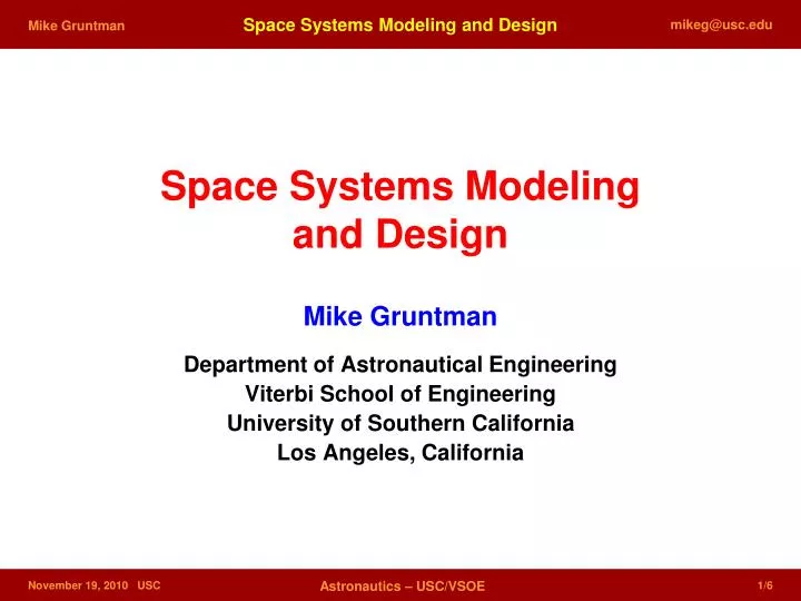 space systems modeling and design