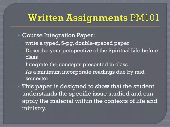 written assignments pm101