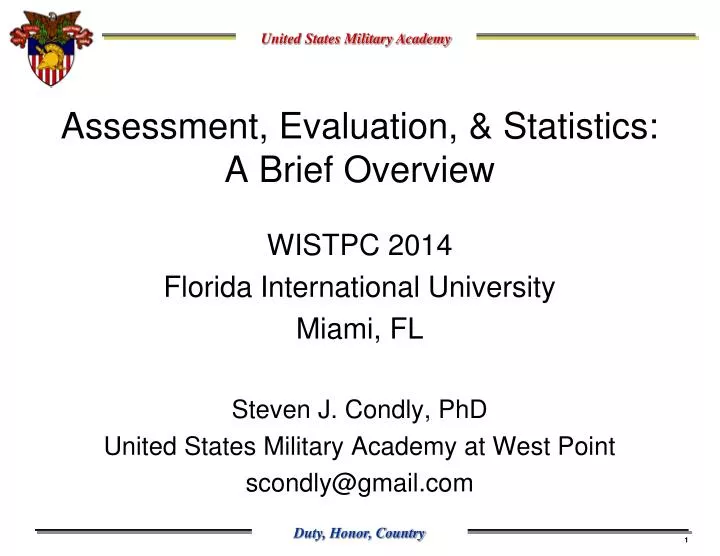 assessment evaluation statistics a brief overview