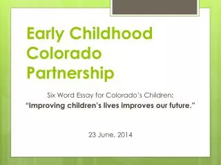 Early Childhood Colorado Partnership