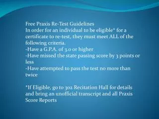 Free Praxis Re-Test Guidelines