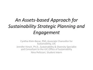 An Assets-based Approach for Sustainability Strategic Planning and Engagement