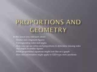 Proportions and Geometry