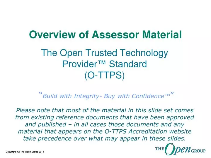 overview of assessor material