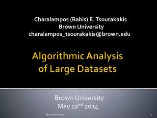 Algorithmic Analysis of Large Datasets