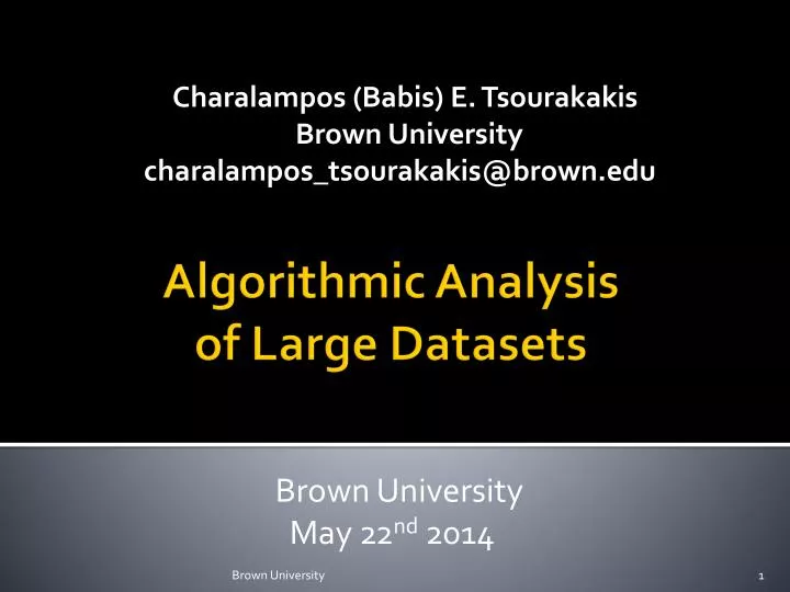 algorithmic analysis of large datasets