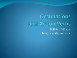 Occupations and Action Verbs