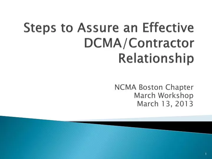 steps to assure an effective dcma contractor relationship
