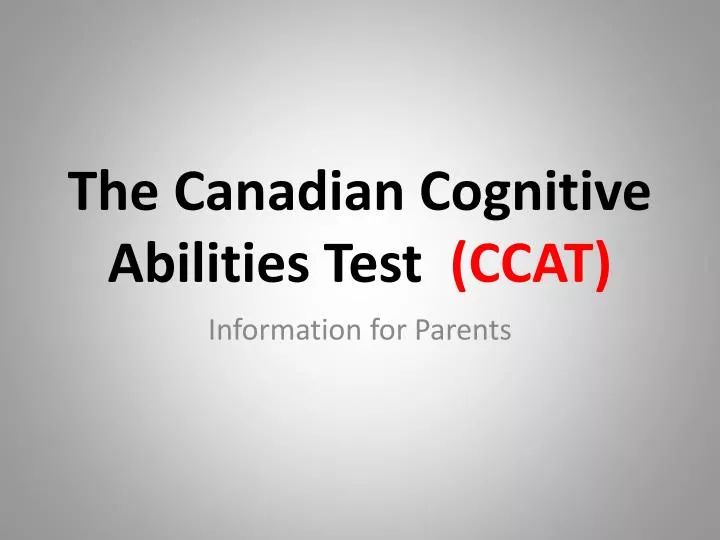 the canadian cognitive abilities test ccat