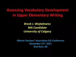 Assessing Vocabulary Development in Upper Elementary Writing