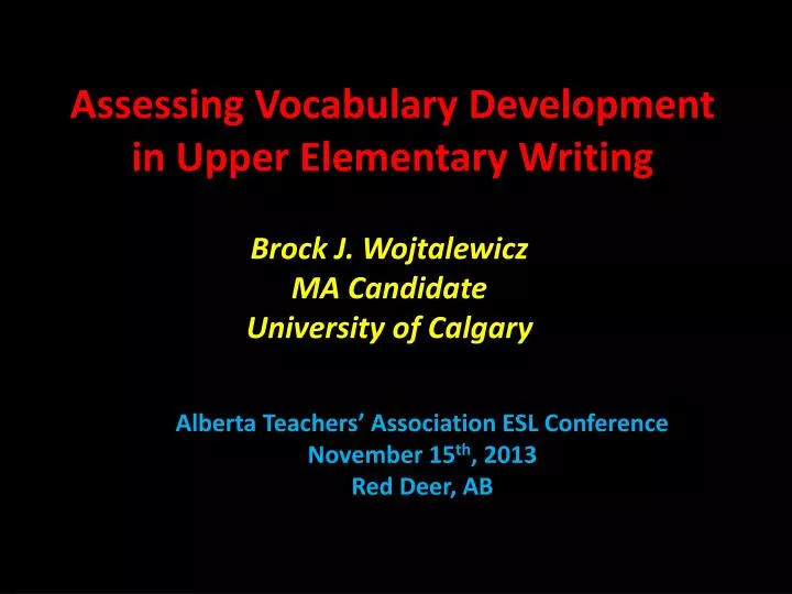 assessing vocabulary development in upper elementary writing