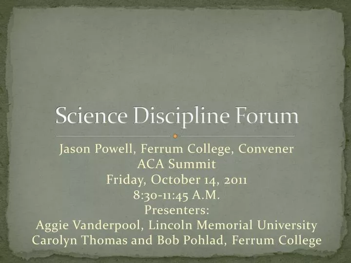 science discipline forum