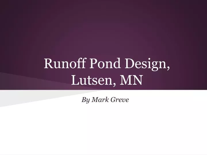 runoff pond design lutsen mn