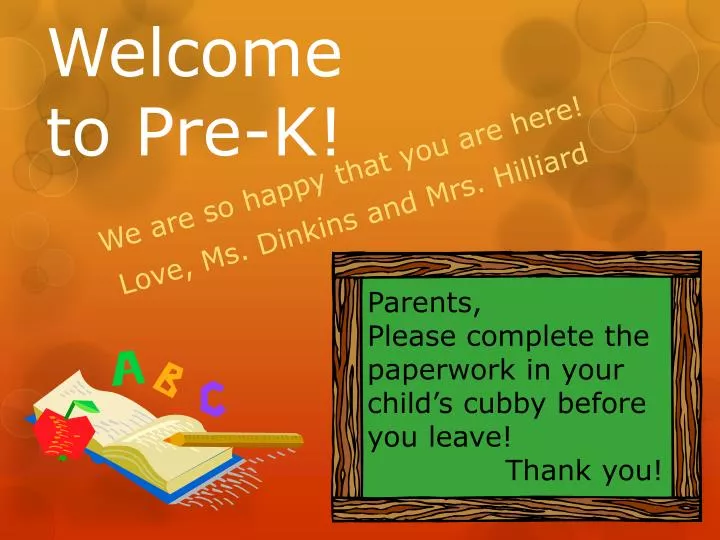 welcome to pre k