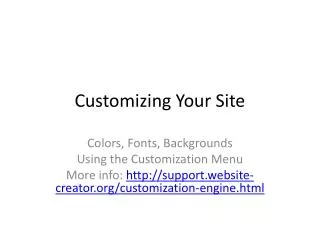 Customizing Your Site