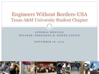 Engineers Without Borders-USA Texas A&amp;M University Student Chapter