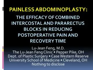 Painless abdominoplasty :