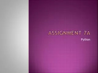 Assignment 7A