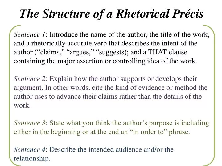 the structure of a rhetorical pr cis