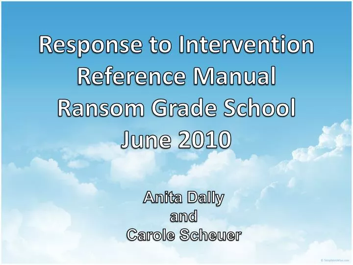 response to intervention reference manual ransom grade school june 2010