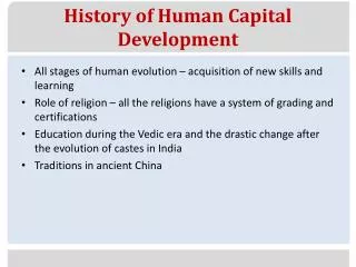 History of Human Capital Development