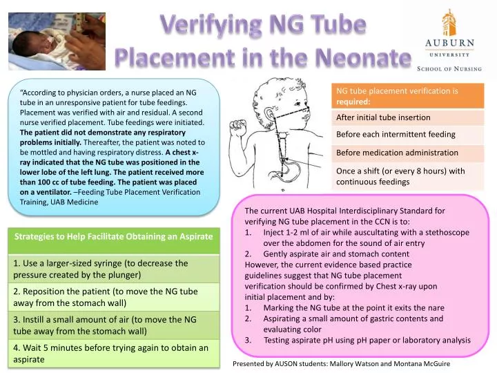 verifying ng tube placement in the neonate