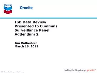 ISB Data Review Presented to Cummins Surveillance Panel Addendum 2