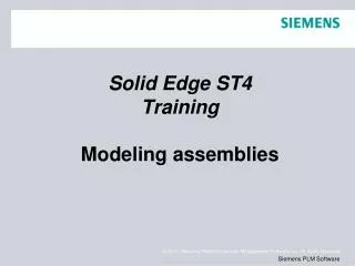 Solid Edge ST4 Training Modeling assemblies