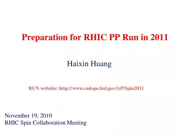 preparation for rhic pp run in 2011