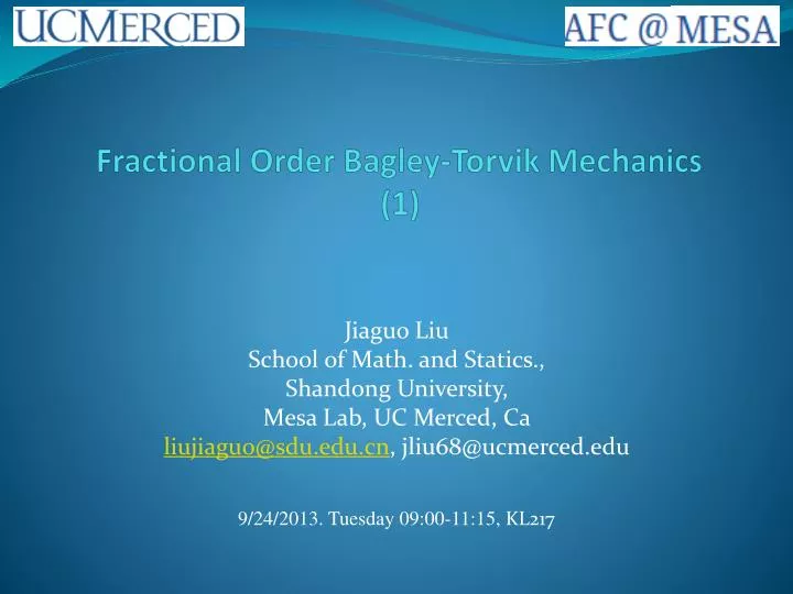fractional order bagley torvik mechanics 1