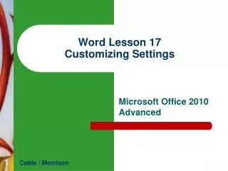 Word Lesson 17 Customizing Settings