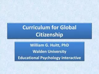 Curriculum for Global Citizenship