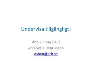 undervisa tillg ngligt