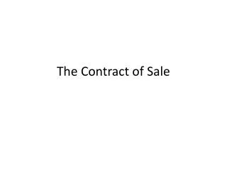 The Contract of Sale
