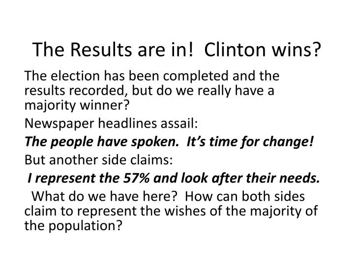 the results are in clinton wins