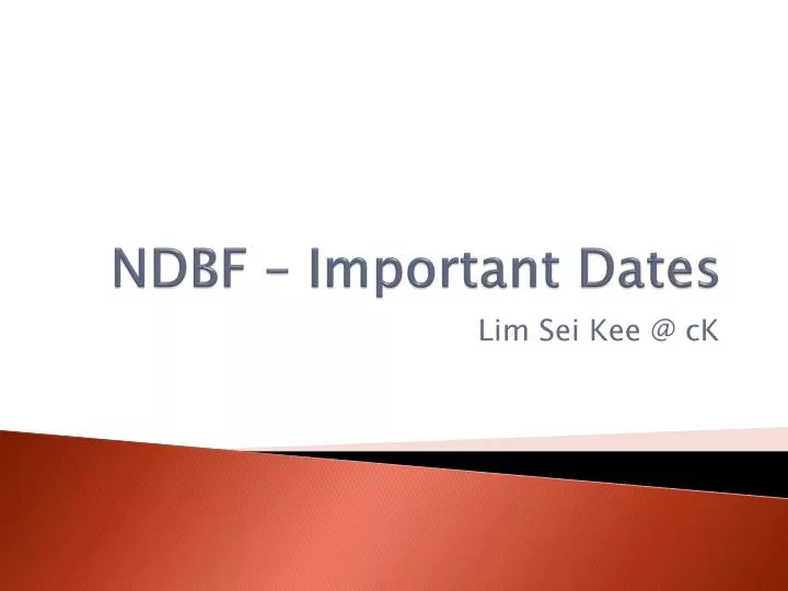 ndbf important dates