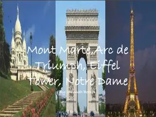 Mont Marte,Arc de Triumph, Eiffel Tower, Notre Dame By: Hannah Boehm