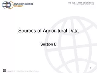 Sources of Agricultural Data