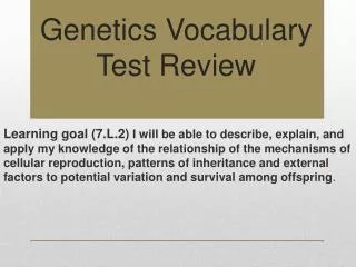 Genetics Vocabulary Test Review