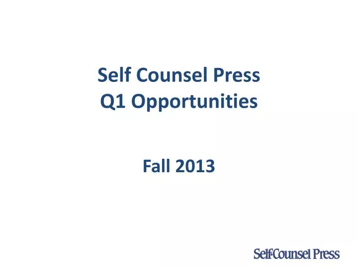self counsel press q1 opportunities