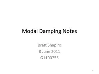 Modal Damping Notes