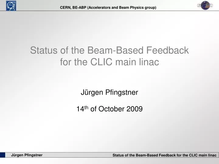 status of the beam based feedback for the clic main linac
