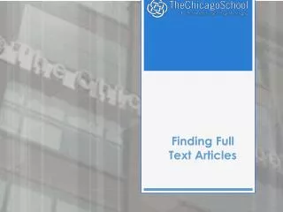 Finding Full Text Articles