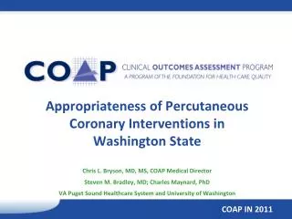 Appropriateness of Percutaneous Coronary Interventions in Washington State